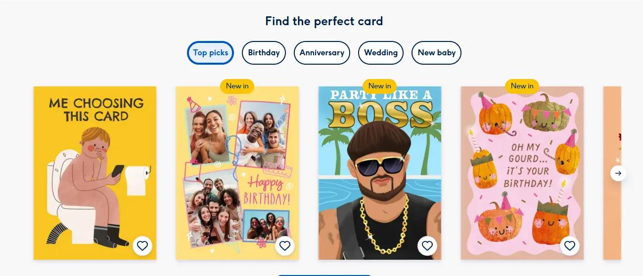 Gift cards example