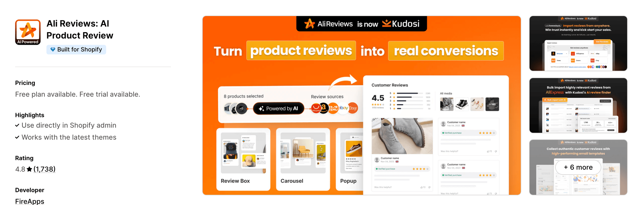 Kudosi - AI Powered Product Reviews App