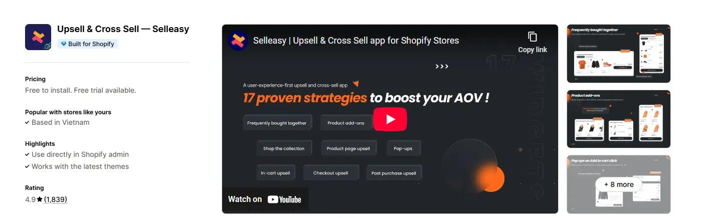 Selleasy - Upsell &amp; Cross Sell App best upsell app for shopify