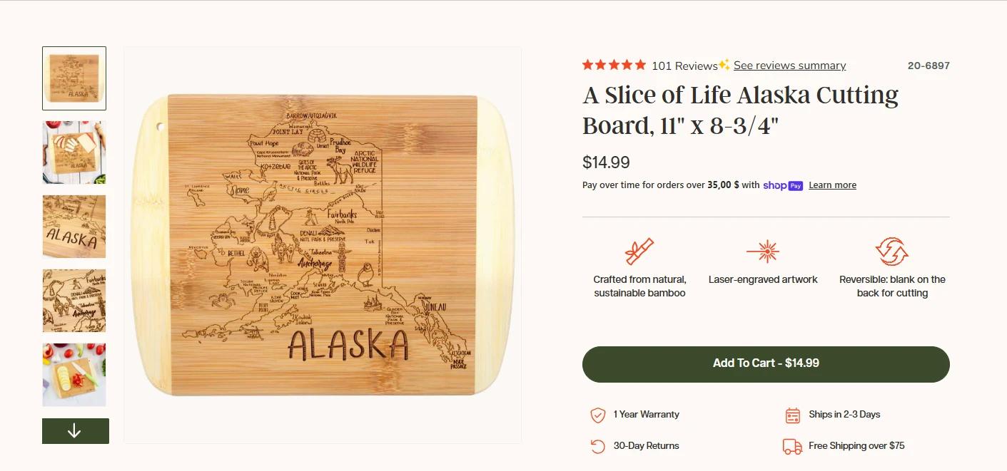 Alaska cutting board