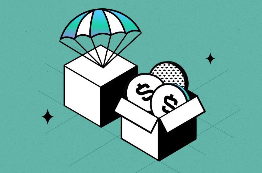 Average dropshipping income example with parachute box and dollar coins for average dropshipping income in 2025 - by TrueProfit