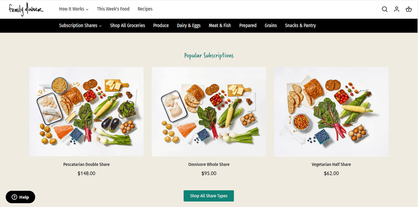family dinner subscription