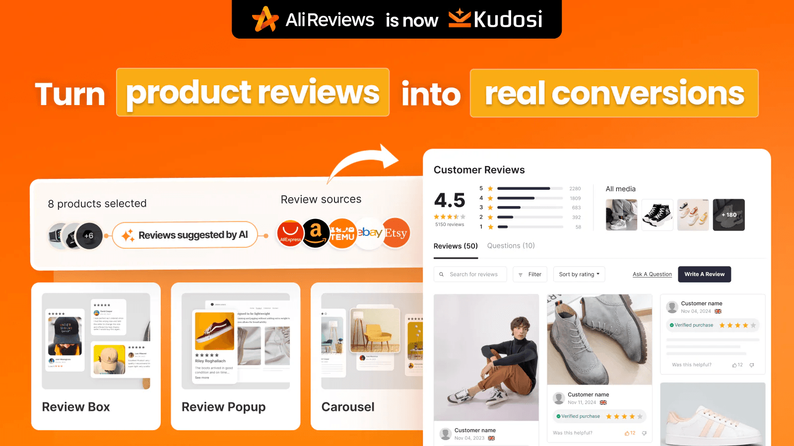 Kudosi (formerly AliReviews) - Product Reviews App
