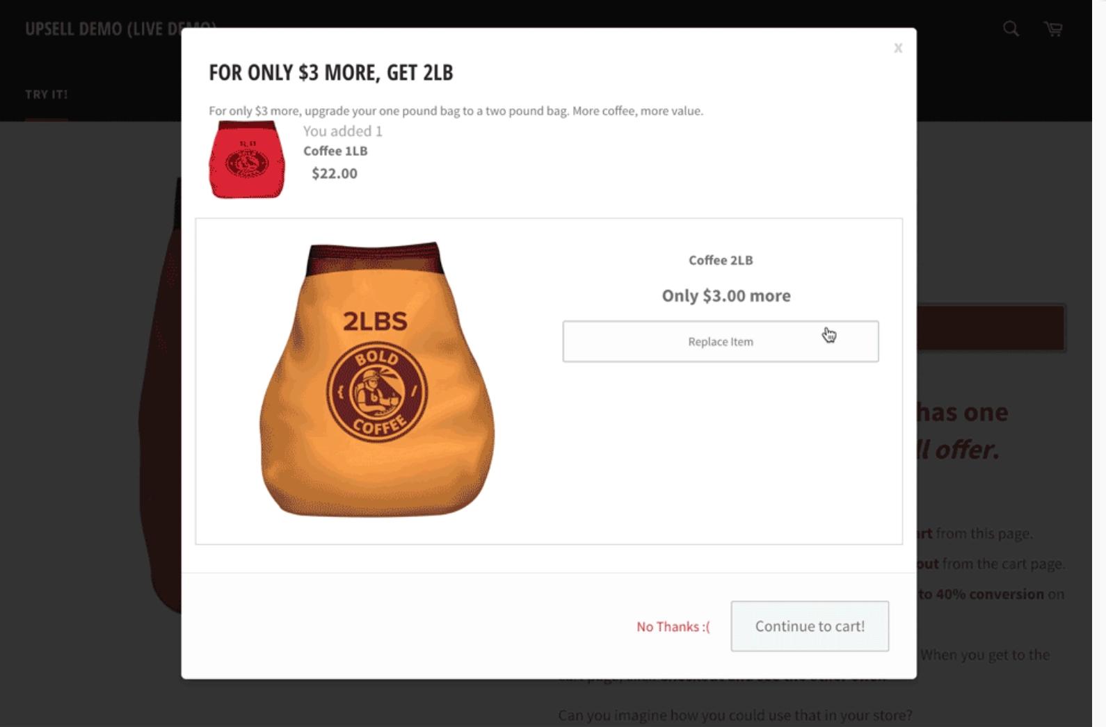 upsell for higher average order value