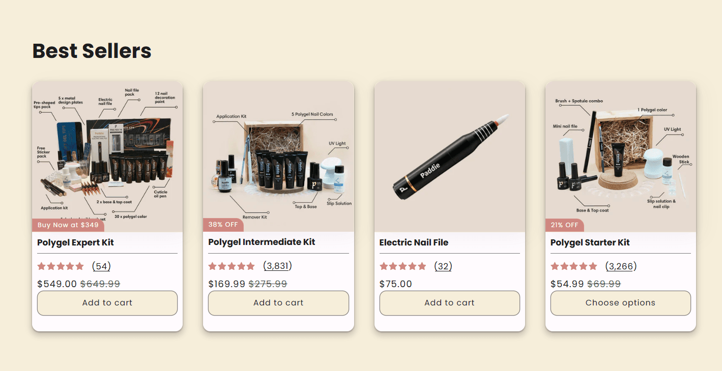 Paddie Nails supplier website