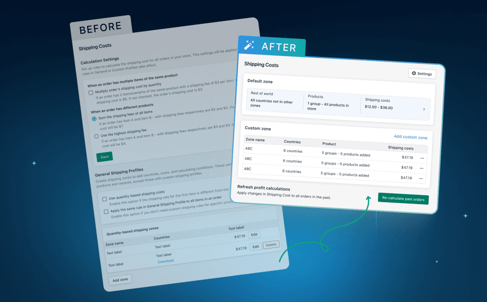 shipping cost UI