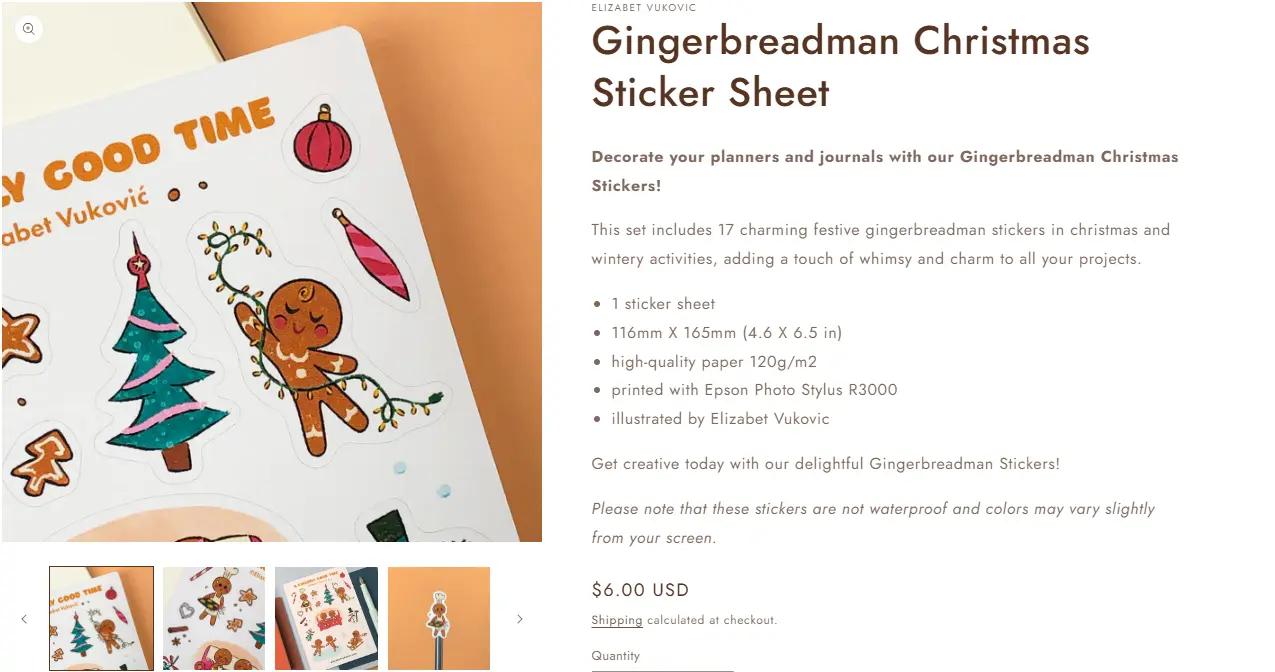 gingerbreadman christmas product example page
