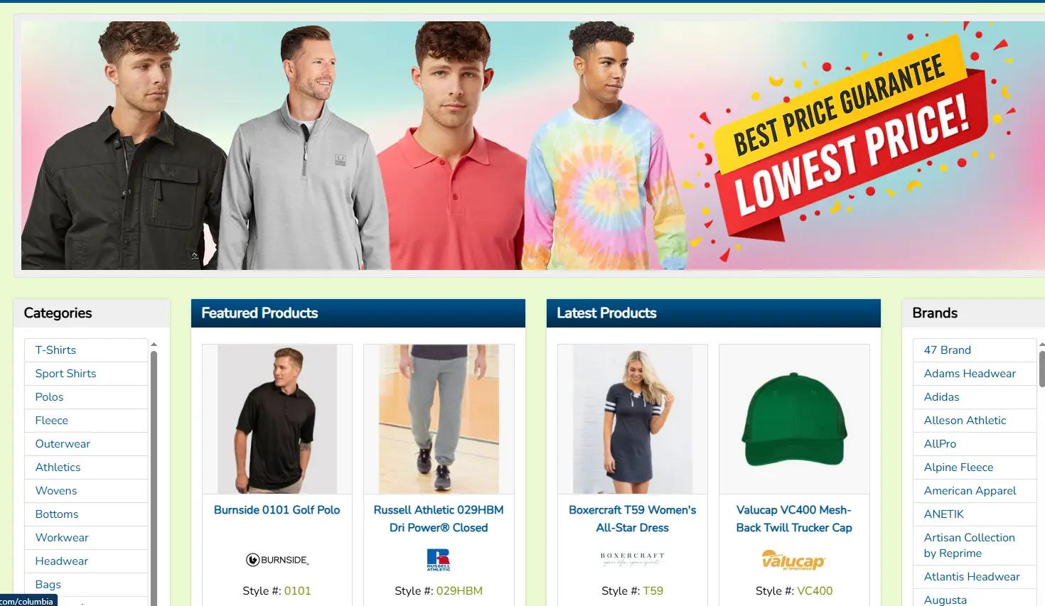 Wholesale store on Shopify homepage example