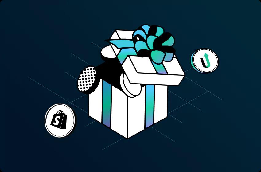 Gift box with digital marketing icons for best Shopify SaaS affiliate programs to join in 2025 - by TrueProfit