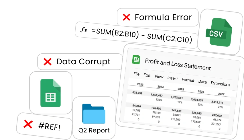 Manual spreadsheets break at scale
