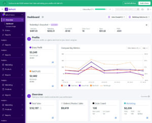 BeProfit’s professional and well-categorized dashboard